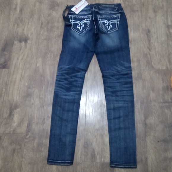 Rock Revival NWT Women's 26 Skinny Charlotte Bejeweled Shimmer Distressed - Picture 6 of 14